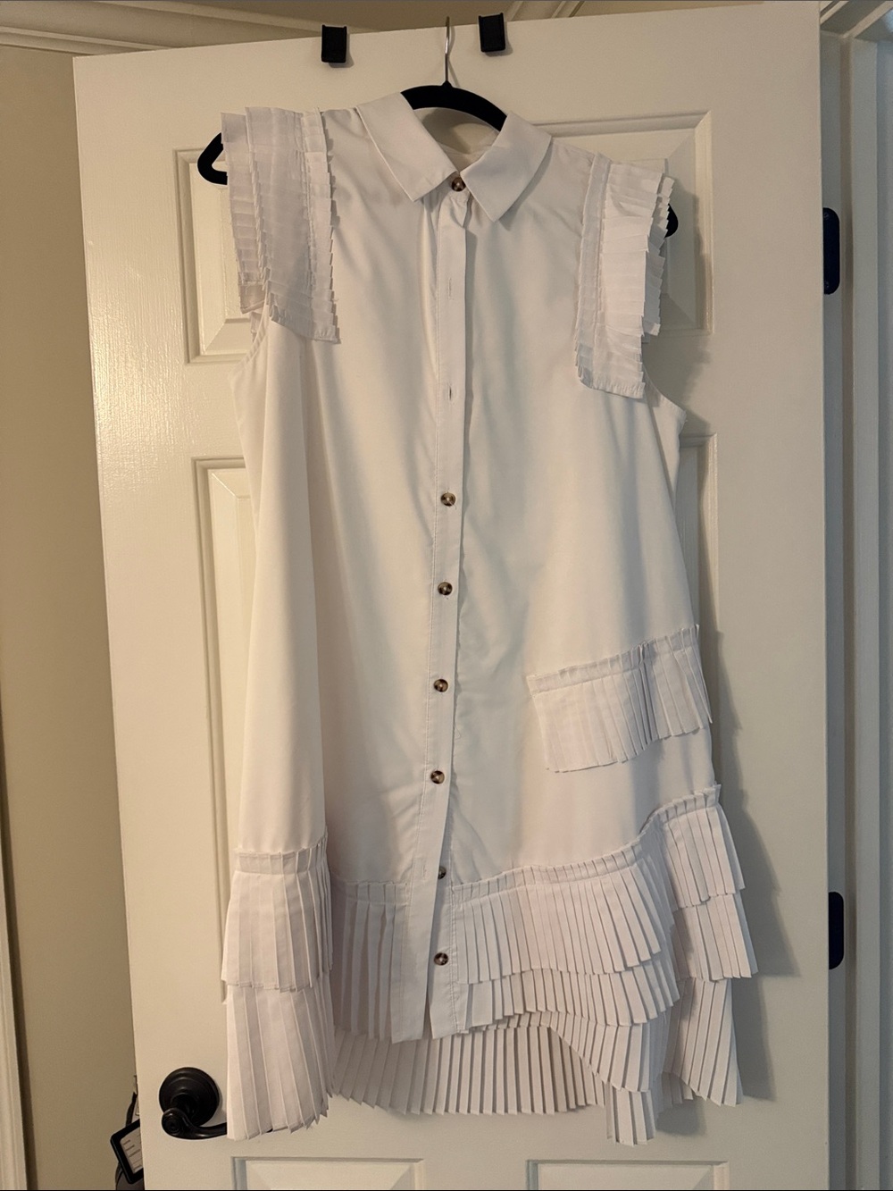 Anthropologie White Ribbed Tank with Subtle Red Stitching